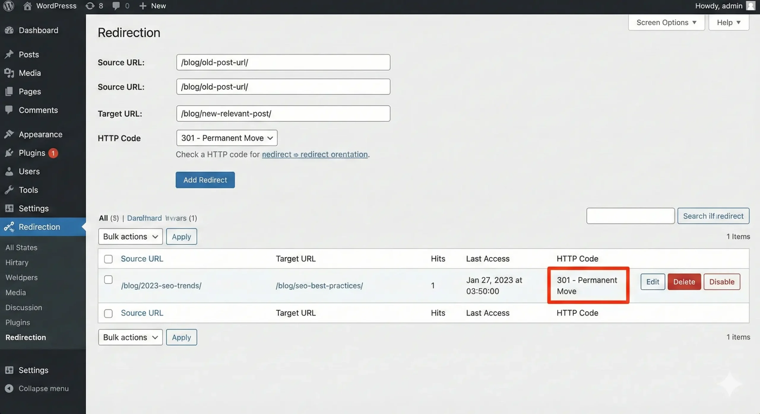 SEO Redirection Dashboard